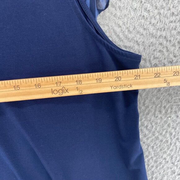 Chicos Top Womens 3 US Extra Large Alamo Navy Striped Asymmetric Short Sleeves - Picture 8 of 12